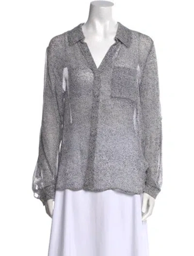 Pre-owned Diane Von Furstenberg Silk Printed Blouse In Blue