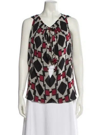 Pre-owned Diane Von Furstenberg Silk Printed Blouse In Multi