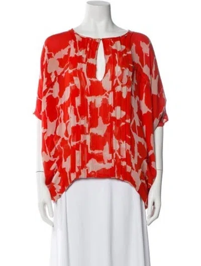 Pre-owned Diane Von Furstenberg Silk Printed Blouse In Multi