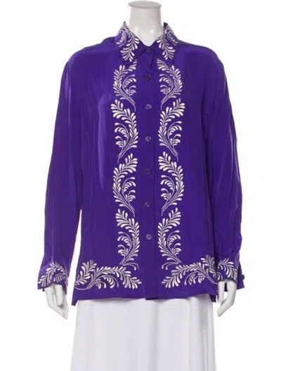 Pre-owned Diane Von Furstenberg Silk Printed Blouse In Purple