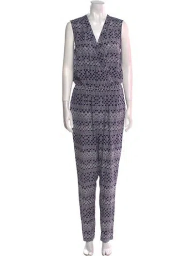 Pre-owned Diane Von Furstenberg Silk Printed Jumpsuit In Multi