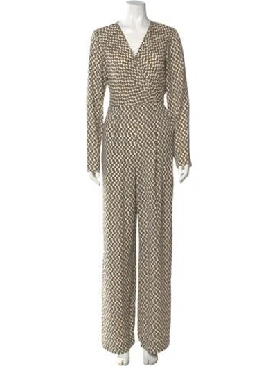 Pre-owned Diane Von Furstenberg Silk Printed Jumpsuit In Multi