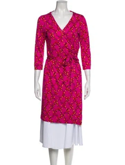 Pre-owned Diane Von Furstenberg Silk Printed Nightgown In Pink