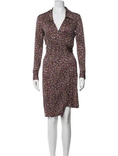 Pre-owned Diane Von Furstenberg Silk Printed Robe In Brown