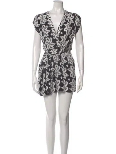 Pre-owned Diane Von Furstenberg Silk Printed Romper In Black
