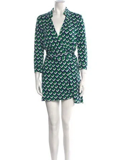 Pre-owned Diane Von Furstenberg Silk Printed Romper In Multi