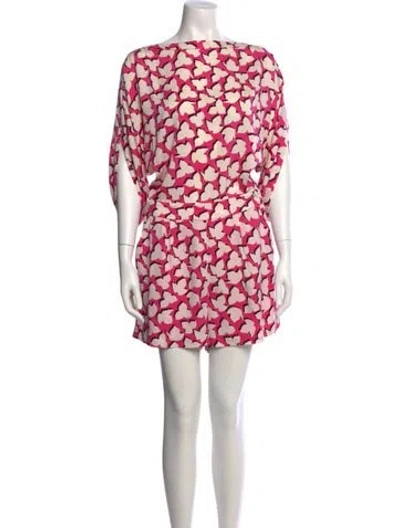 Pre-owned Diane Von Furstenberg Silk Printed Romper In Multi