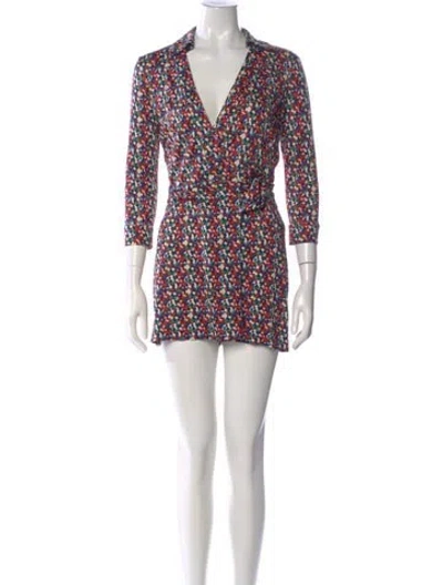Pre-owned Diane Von Furstenberg Silk Printed Romper In Red