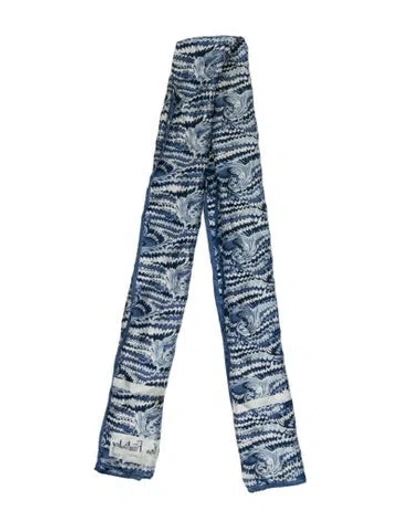 Pre-owned Diane Von Furstenberg Silk Printed Scarf In Blue