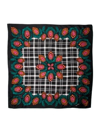 Pre-owned Diane Von Furstenberg Silk Printed Scarf In Blue