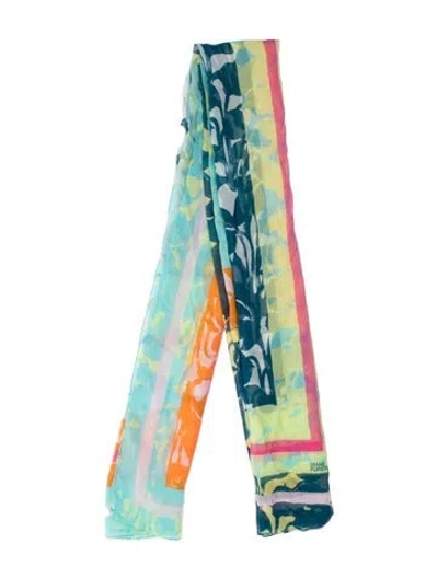Pre-owned Diane Von Furstenberg Silk Printed Scarf In Blue