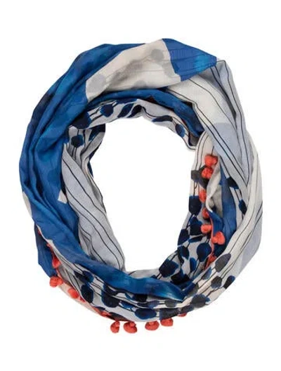 Pre-owned Diane Von Furstenberg Silk Printed Scarf In Blue