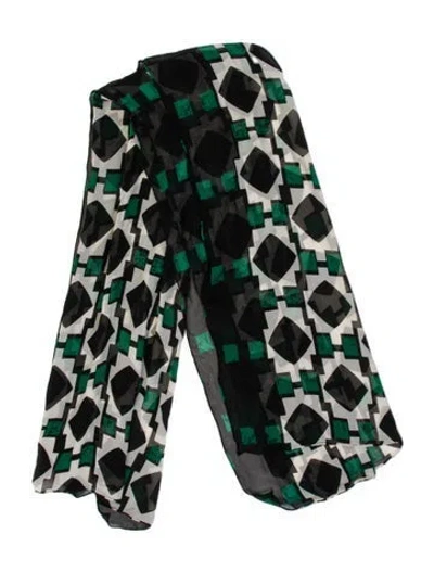 Pre-owned Diane Von Furstenberg Silk Printed Scarf In Green