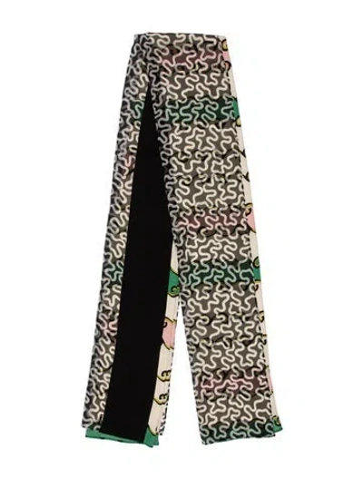 Pre-owned Diane Von Furstenberg Silk Printed Scarf In Orange