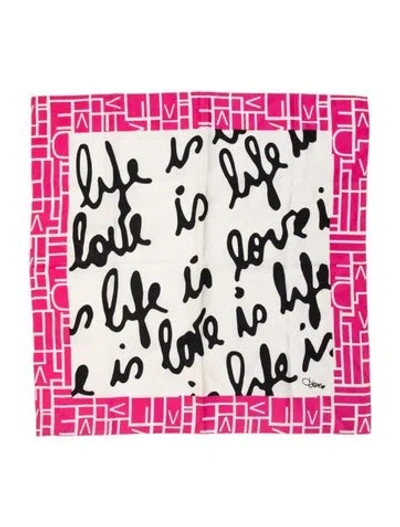 Pre-owned Diane Von Furstenberg Silk Printed Scarf In Pink