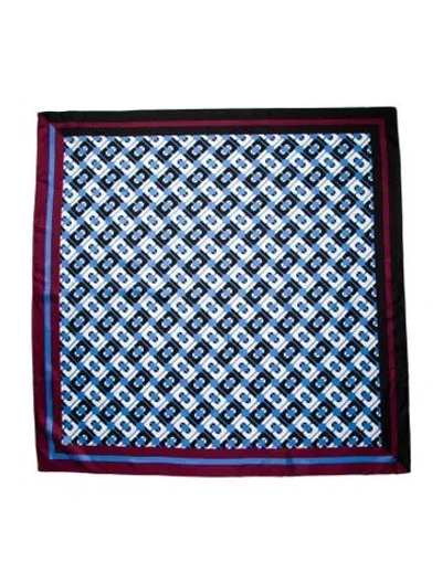 Pre-owned Diane Von Furstenberg Silk Printed Scarf W/ Tags In Blue