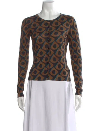 Pre-owned Diane Von Furstenberg Silk Printed Sweater In Black