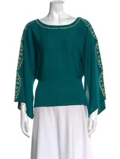 Pre-owned Diane Von Furstenberg Silk Printed Sweater In Green