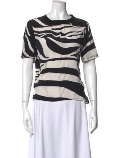 Pre-owned Diane Von Furstenberg Silk Printed T-shirt In Black