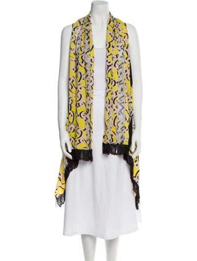 Pre-owned Diane Von Furstenberg Silk Printed Vest W/ Tags In Yellow