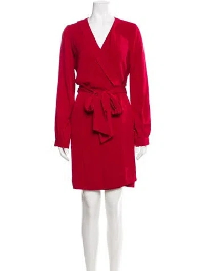 Pre-owned Diane Von Furstenberg Silk Ruffle Embellishment Robe W/ Tags In Burgundy