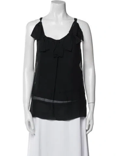 Pre-owned Diane Von Furstenberg Silk Scoop Neck Top In Black
