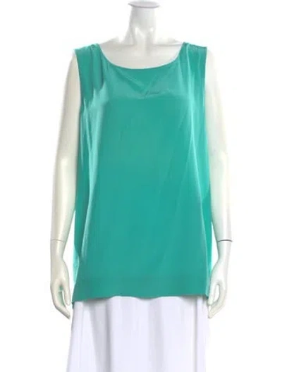 Pre-owned Diane Von Furstenberg Silk Scoop Neck Top In Blue