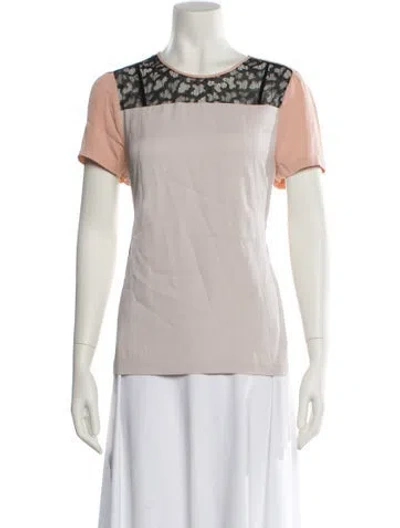Pre-owned Diane Von Furstenberg Silk Scoop Neck T-shirt In Gray