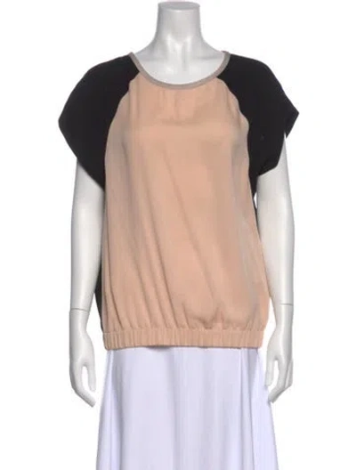 Pre-owned Diane Von Furstenberg Silk Scoop Neck T-shirt In Pink