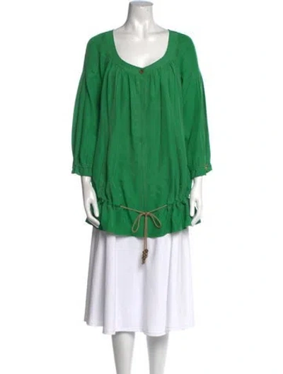 Pre-owned Diane Von Furstenberg Silk Scoop Neck Tunic In Green