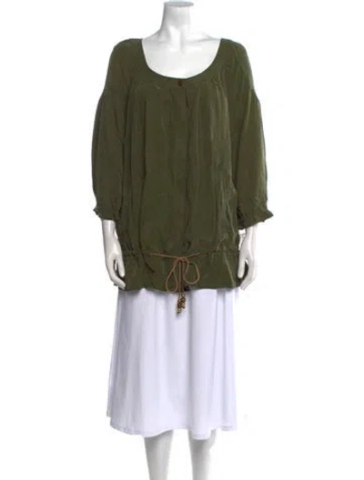 Pre-owned Diane Von Furstenberg Silk Scoop Neck Tunic In Green