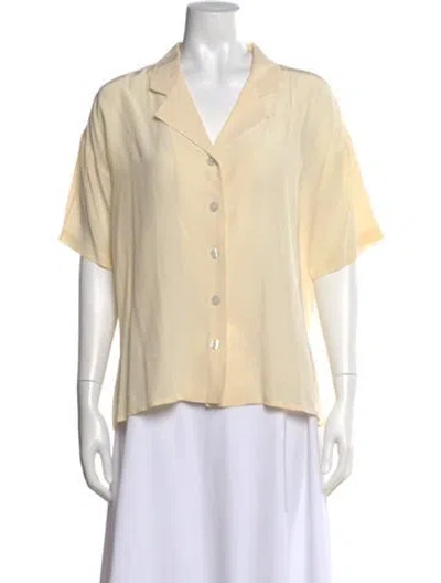 Pre-owned Diane Von Furstenberg Silk Short Sleeve Blouse In Neutral