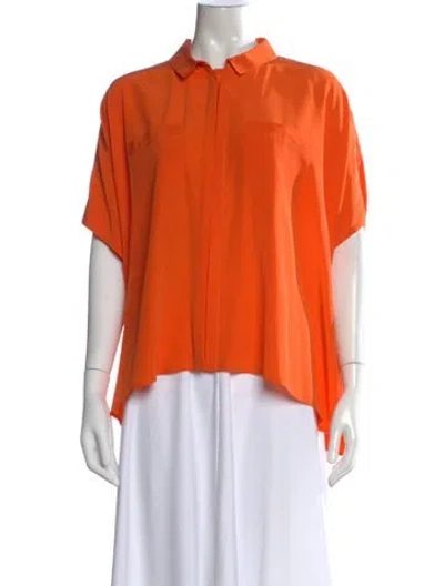 Pre-owned Diane Von Furstenberg Silk Short Sleeve Blouse In Orange