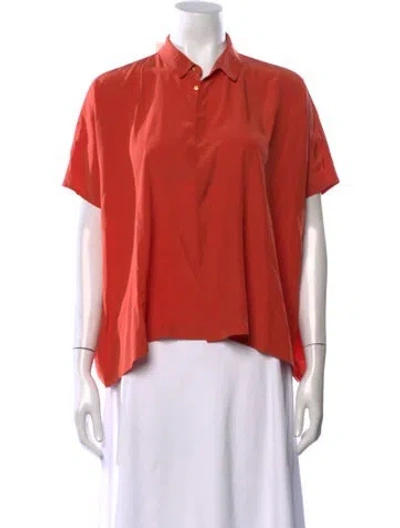 Pre-owned Diane Von Furstenberg Silk Short Sleeve Blouse In Orange