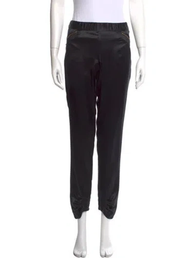 Pre-owned Diane Von Furstenberg Silk Skinny Leg Pants In Black