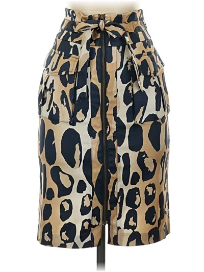 Pre-owned Diane Von Furstenberg Silk Skirt In Tan