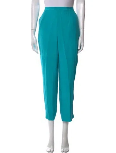 Pre-owned Diane Von Furstenberg Silk Straight Leg Pants In Blue