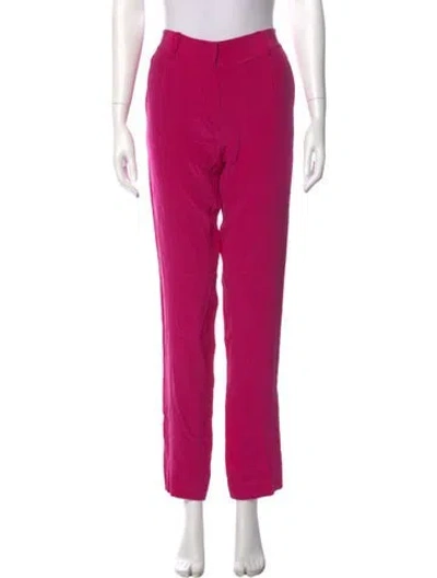 Pre-owned Diane Von Furstenberg Silk Straight Leg Pants W/ Tags In Purple