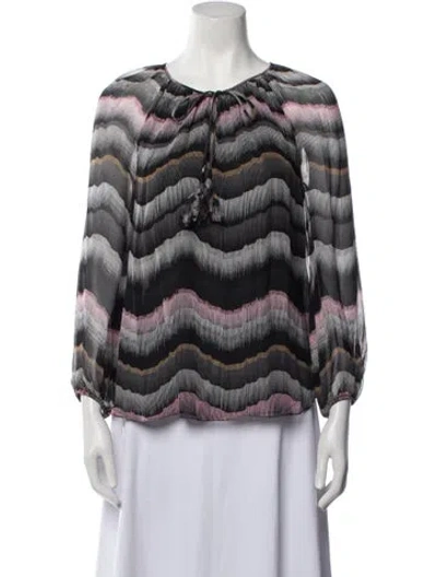 Pre-owned Diane Von Furstenberg Silk Striped Blouse In Gray