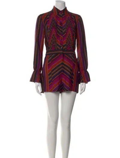 Pre-owned Diane Von Furstenberg Silk Striped Jumpsuit In Black