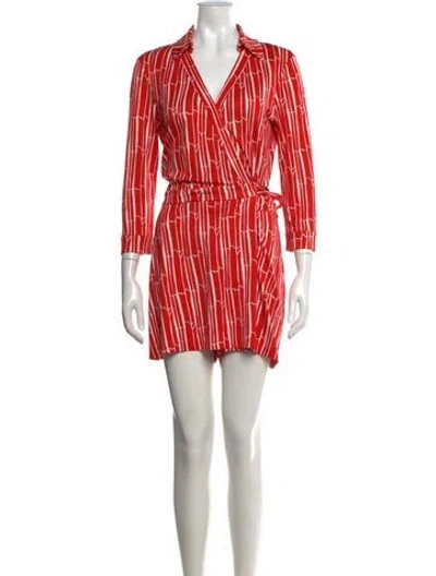 Pre-owned Diane Von Furstenberg Silk Striped Jumpsuit In Orange