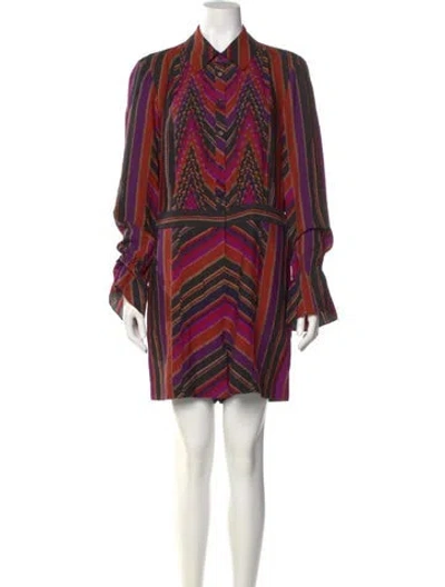 Pre-owned Diane Von Furstenberg Silk Striped Romper In Black