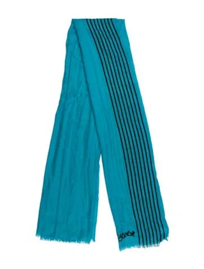 Pre-owned Diane Von Furstenberg Silk Striped Scarf In Blue