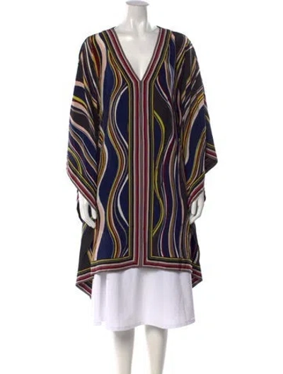 Pre-owned Diane Von Furstenberg Silk Striped Tunic In Black
