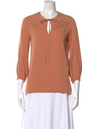 Pre-owned Diane Von Furstenberg Silk Tie Neck Blouse In Pink