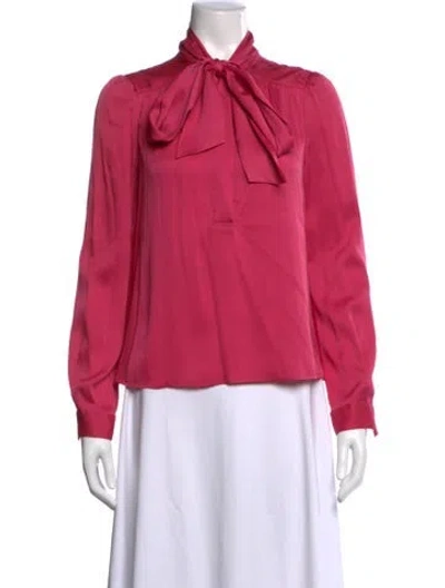 Pre-owned Diane Von Furstenberg Silk Tie Neck Blouse In Pink