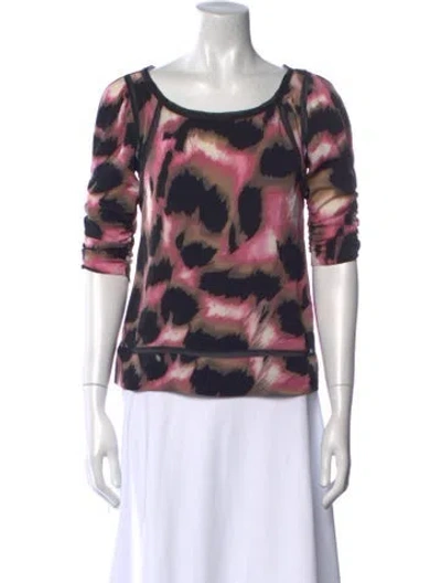 Pre-owned Diane Von Furstenberg Silk Tie-dye Print T-shirt In Black