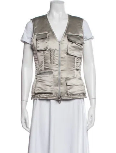 Pre-owned Diane Von Furstenberg Silk Vest In Silver