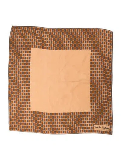 Pre-owned Diane Von Furstenberg Silk Vintage Scarf In Orange
