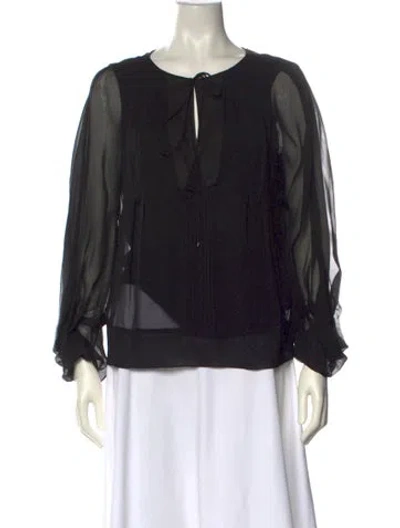 Pre-owned Diane Von Furstenberg Silk V-neck Blouse In Black
